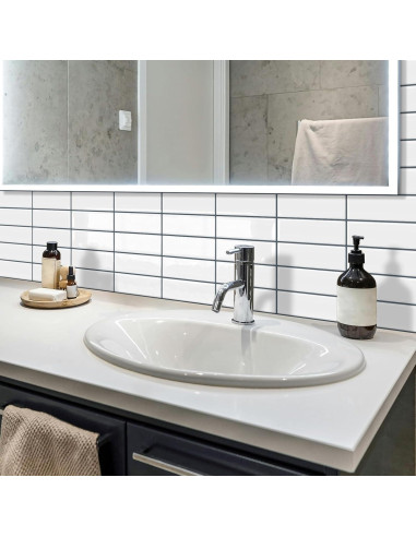 Azulejo autoadhesivo DEWOO blanco 30.5x30.5cm 10 hojas