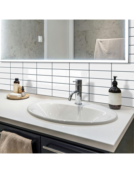 Azulejo autoadhesivo DEWOO blanco 30.5x30.5cm 10 hojas