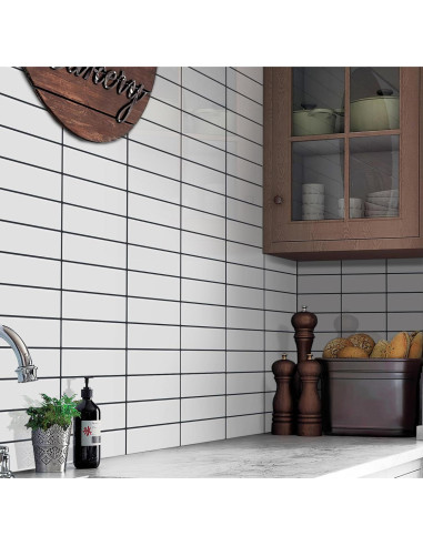 Azulejo autoadhesivo DEWOO blanco 30.5x30.5cm 10 hojas