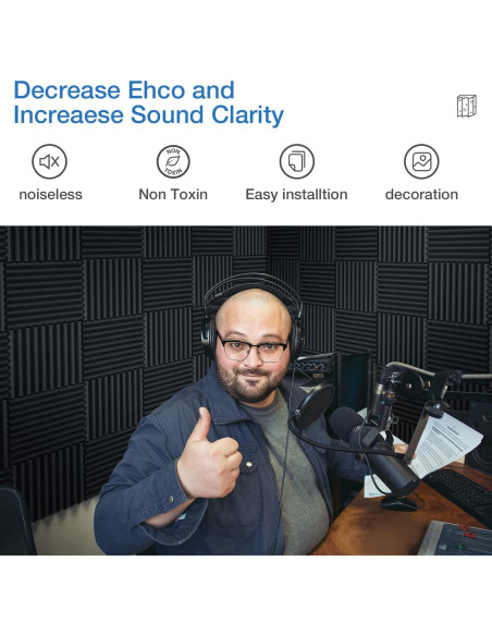 Paquete de 12 Paneles Acústicos Autoadhesivos HEMRLY 1" Negro Paquete de 12 Paneles Acústicos Autoadhesivos HEMRLY 1" Negro