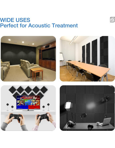 Paquete de 12 Paneles Acústicos Autoadhesivos HEMRLY 1" Negro