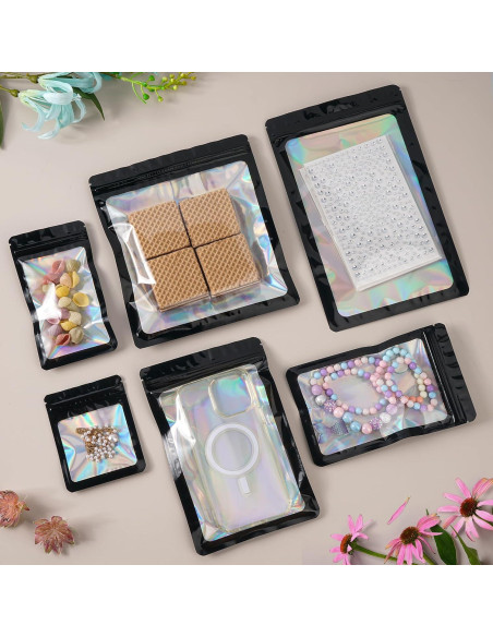 Paquete de 100 bolsas Mylar resellables EONJOE 7.62x7.62 cm negro Paquete de 100 bolsas Mylar resellables EONJOE 7.62x7.62 cm negro