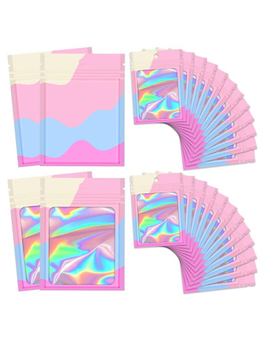100 Bolsas de Empaque Holográficas Reutilizables 8.89x11.94cm