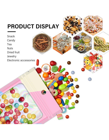 100 Bolsas de Empaque Holográficas Reutilizables 8.89x11.94cm