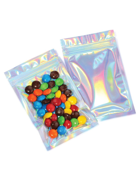 Bolsas Mylar con Ziplock 8.4 x 14 cm | 100 Unidades | Holográfico