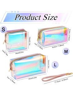 Bolsas de Maquillaje Holográficas Dunzy 8 Pcs Iridiscentes M 2