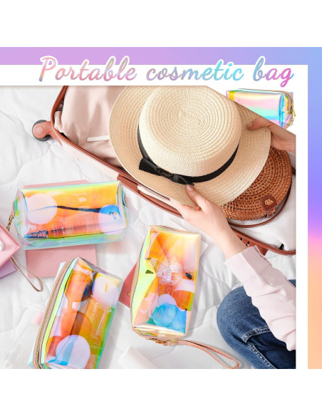 Bolsas de Maquillaje Holográficas Dunzy 8 Pcs Iridiscentes M