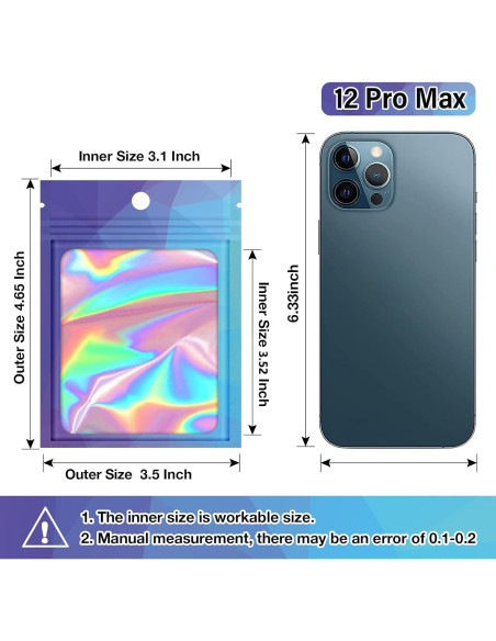 100 Bolsas Reutilizables Mylar VEEMOS 8.9x11.9 cm Azul