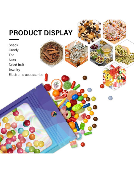 100 Bolsas Reutilizables Mylar VEEMOS 8.9x11.9 cm Azul