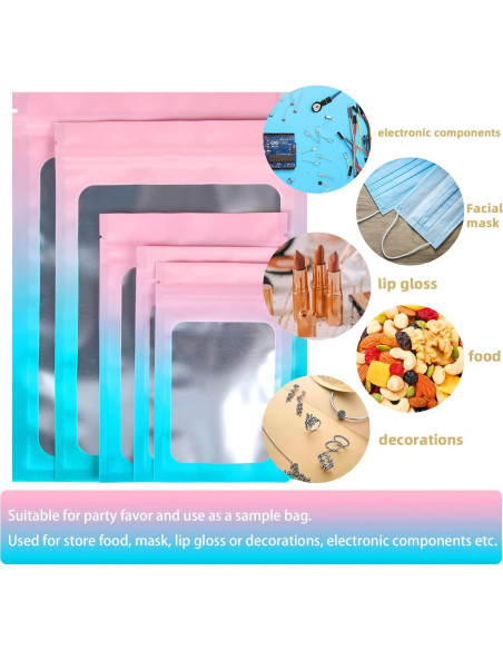 Paquete de 100 Bolsas Mylar Reutilizables 14 x 20 cm STUs