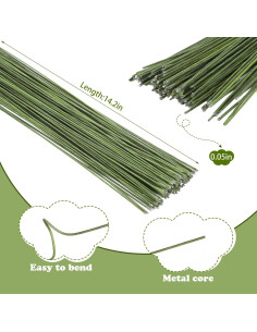 130 Piezas Alambre Floral Verde 1.27 mm 36 cm Prudiut 2