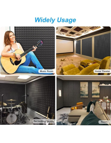 Paquete de 4 Paneles Acústicos 121.9x60.9 cm Espuma Negra