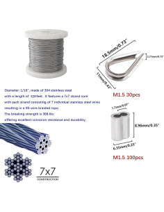 Cable de Alambre de Acero Inoxidable 304 100m 166kg BKMAMLAB 2