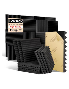 Paneles de Espuma Acústica Earppie 12PCS 30.48x30.48cm Negro