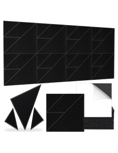 21 Paneles Acústicos Autoadhesivos 30.48x30.48cm Negro