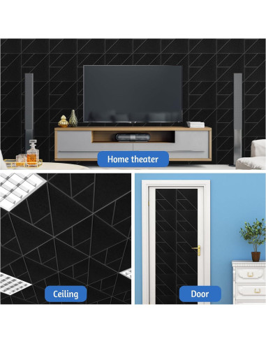 21 Paneles Acústicos Autoadhesivos 30.48x30.48cm Negro