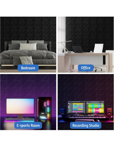 21 Paneles Acústicos Autoadhesivos 30.48x30.48cm Negro