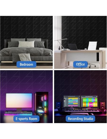 21 Paneles Acústicos Autoadhesivos 30.48x30.48cm Negro