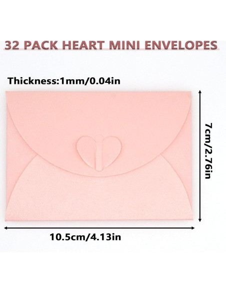 32 Mini Sobres Rosa con Cierre en Forma de Corazón Joyangy