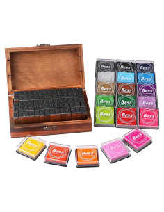 Juego de Sellos de Alfabeto Vintage Dedoot - 70 Piezas con 20 Almohadillas de Tinta