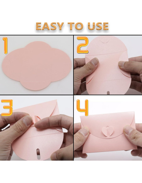 32 Mini Sobres Rosa con Cierre en Forma de Corazón Joyangy