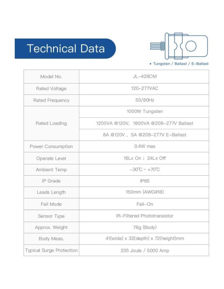 Interruptor Fotoeléctrico Exterior CHISWEAR JL-428C 252g