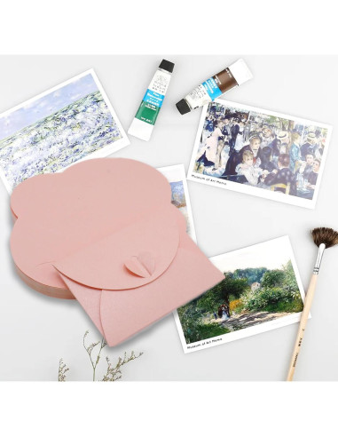 32 Mini Sobres Rosa con Cierre en Forma de Corazón Joyangy