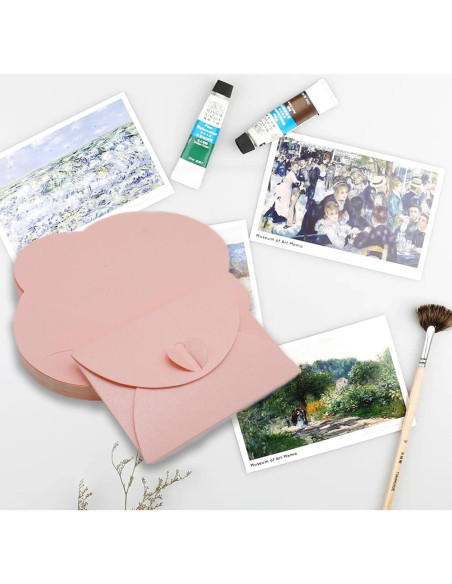 32 Mini Sobres Rosa con Cierre en Forma de Corazón Joyangy