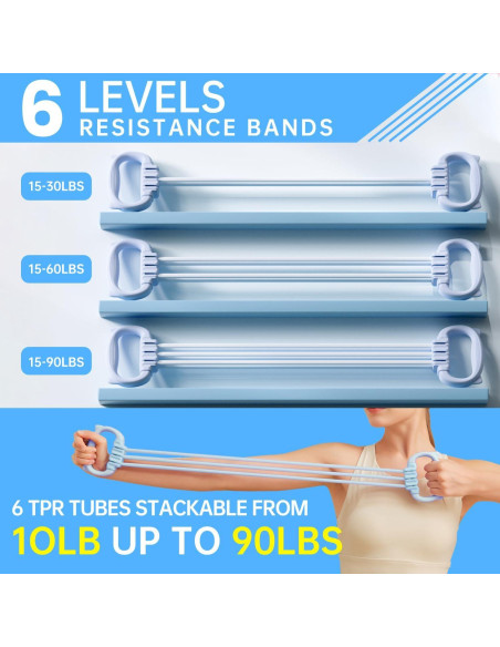 Bandas de Resistencia KZ-ADRP 6 Tubos Ajustables para Fitness