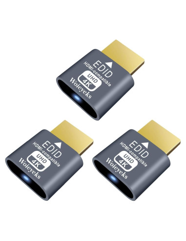 Paquete de 3 HDMI Dummy Plug 4K HDR Woieyeks - Emulador Virtual