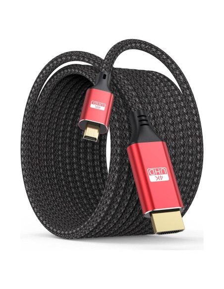 Cable Micro HDMI a HDMI ApoJodly 4.57m 4K 60Hz Nylon Cable Micro HDMI a HDMI ApoJodly 4.57m 4K 60Hz Nylon