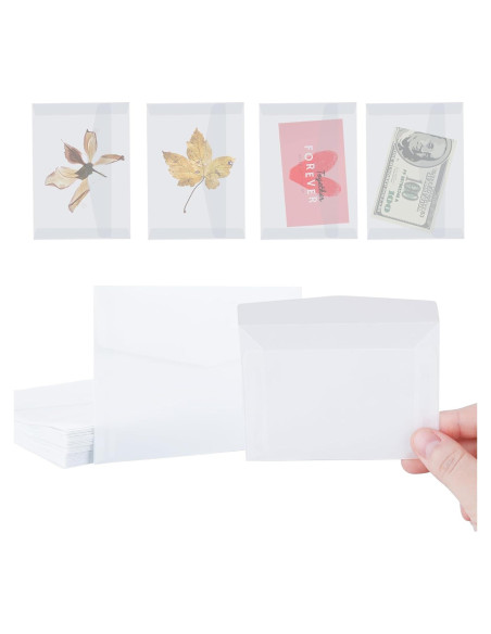 100 Sobres Transparentes Cristalina 7x10cm Abeillo para Sellos