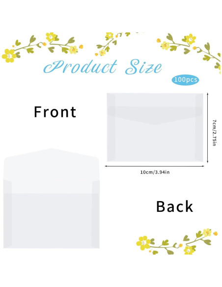 100 Sobres Transparentes Cristalina 7x10cm Abeillo para Sellos