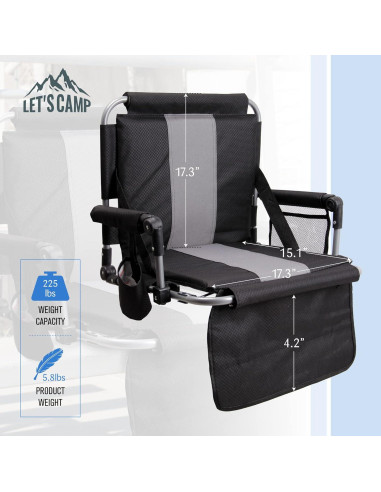 Silla Plegable de Estadio Let's Camp con Porta Vasos y Cojín