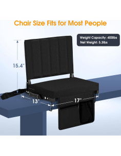 Asiento de Estadio Halituny Plegable con Respaldo y Cojín 2