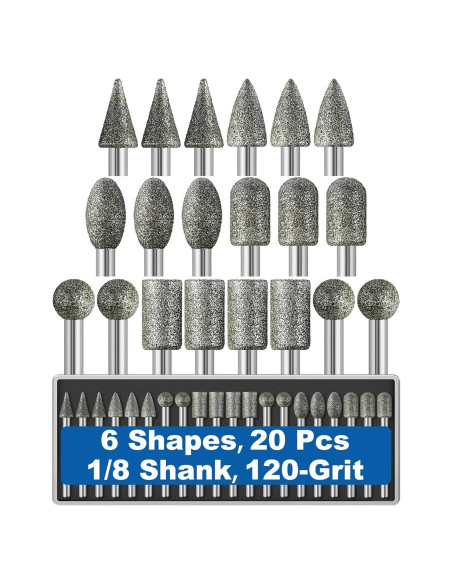 20 Puntas de Amoladora Diamante 120-grano Sworker 3mm