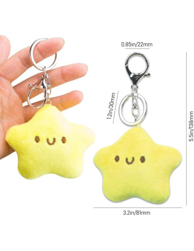 Llavero de Peluche Estrella Kawaii ZORZA - 2 Pcs con Sonido