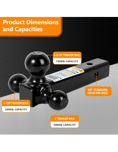 Enganche de Remolque MaxxHaul 70270 Triple Bola 2000kg 2