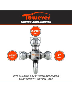 Enganche de Remolque Towever 84180 Tri Ball 3 Bolas 2" 2
