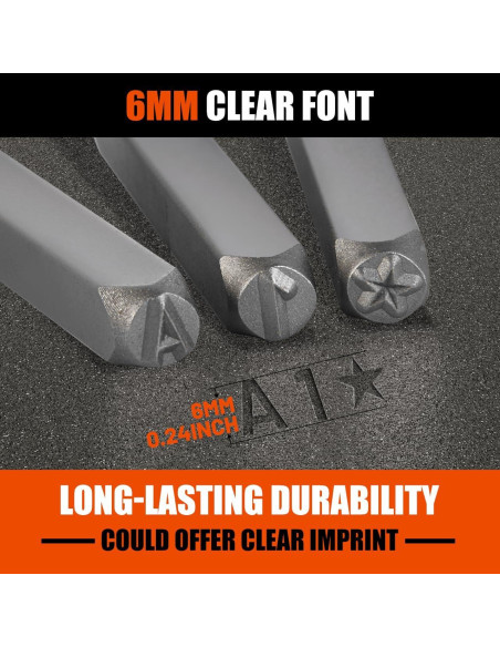 Juego de Sellos de Números y Letras 37 Piezas Acero CR-V