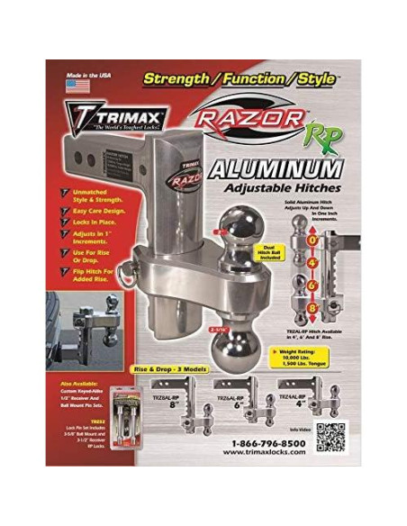 Enganche de Aluminio Ajustable Trimax TRZ4ALRP 10.16 cm