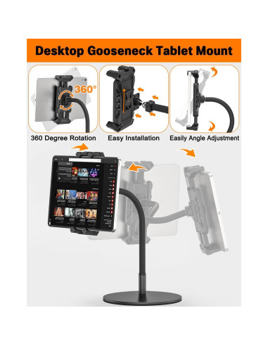 Soporte Ajustable para Tablet JUBOR con Cuello de Cisne 360