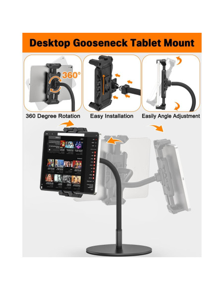 Soporte Ajustable para Tablet JUBOR con Cuello de Cisne 360