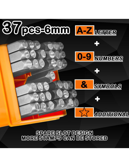 Juego de Sellos de Números y Letras 37 Piezas Acero CR-V