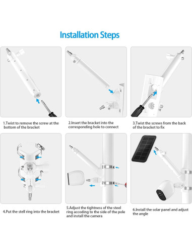 Soporte de Montaje en Poste HOLACA para Panel Solar Arlo - Blanco