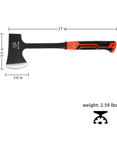 Hacha de Camping WICING 43.18 cm Acero Manganeso 1065 Antideslizante 2