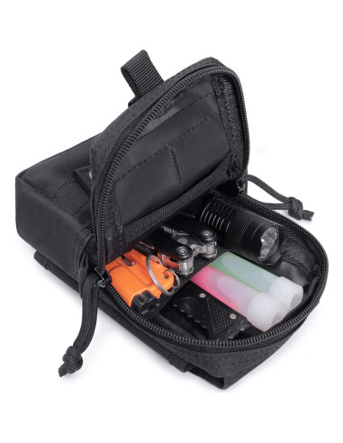 Bolsa EDC Molle Atwilltap para Teléfono - Negro, 4 Compartimentos