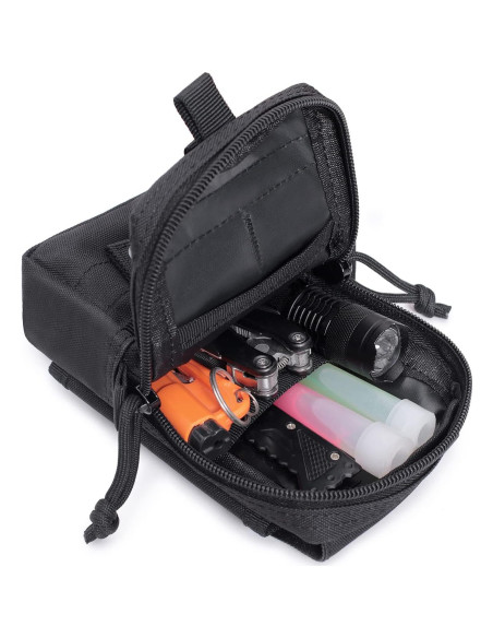Bolsa EDC Molle Atwilltap para Teléfono - Negro, 4 Compartimentos