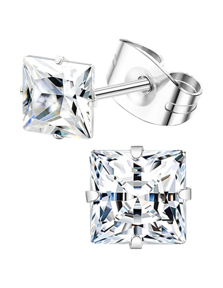 Pendientes de Titanio Hipoalergénicos MJust 20G con CZ y Ópalo Pendientes de Titanio Hipoalergénicos MJust 20G con CZ y Ópalo