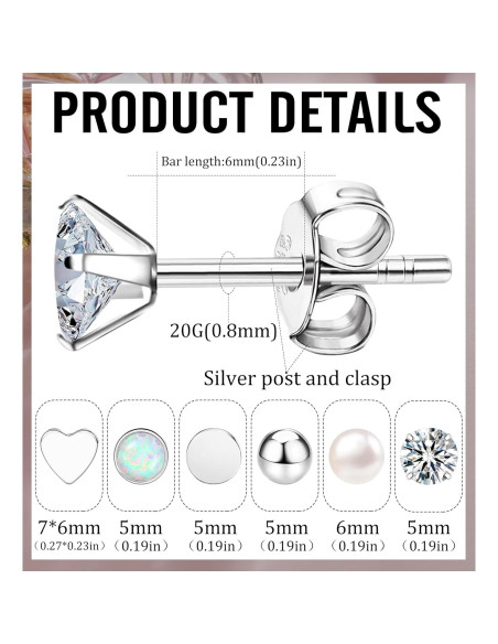 Pendientes de Titanio Hipoalergénicos MJust 20G con CZ y Ópalo Pendientes de Titanio Hipoalergénicos MJust 20G con CZ y Ópalo